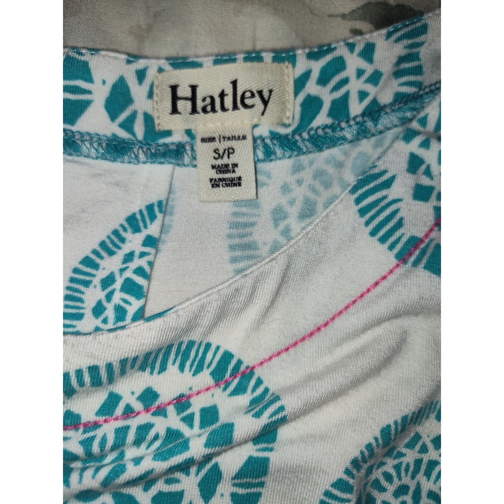 Hatley Womens Teal White Medallion Print Jersey Knit Shift Dress Pink Zip Small - Picture 4 of 5